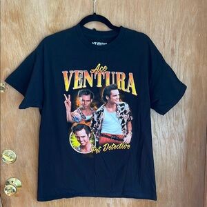 Black Short Sleeve Tee with Retro Graphic Design